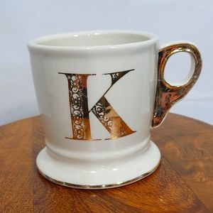 Anthropologie K Monogram Gold 12oz Mug